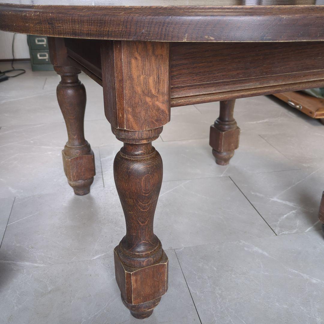 アンティークフランスダークブラウン楕円形木製座卓