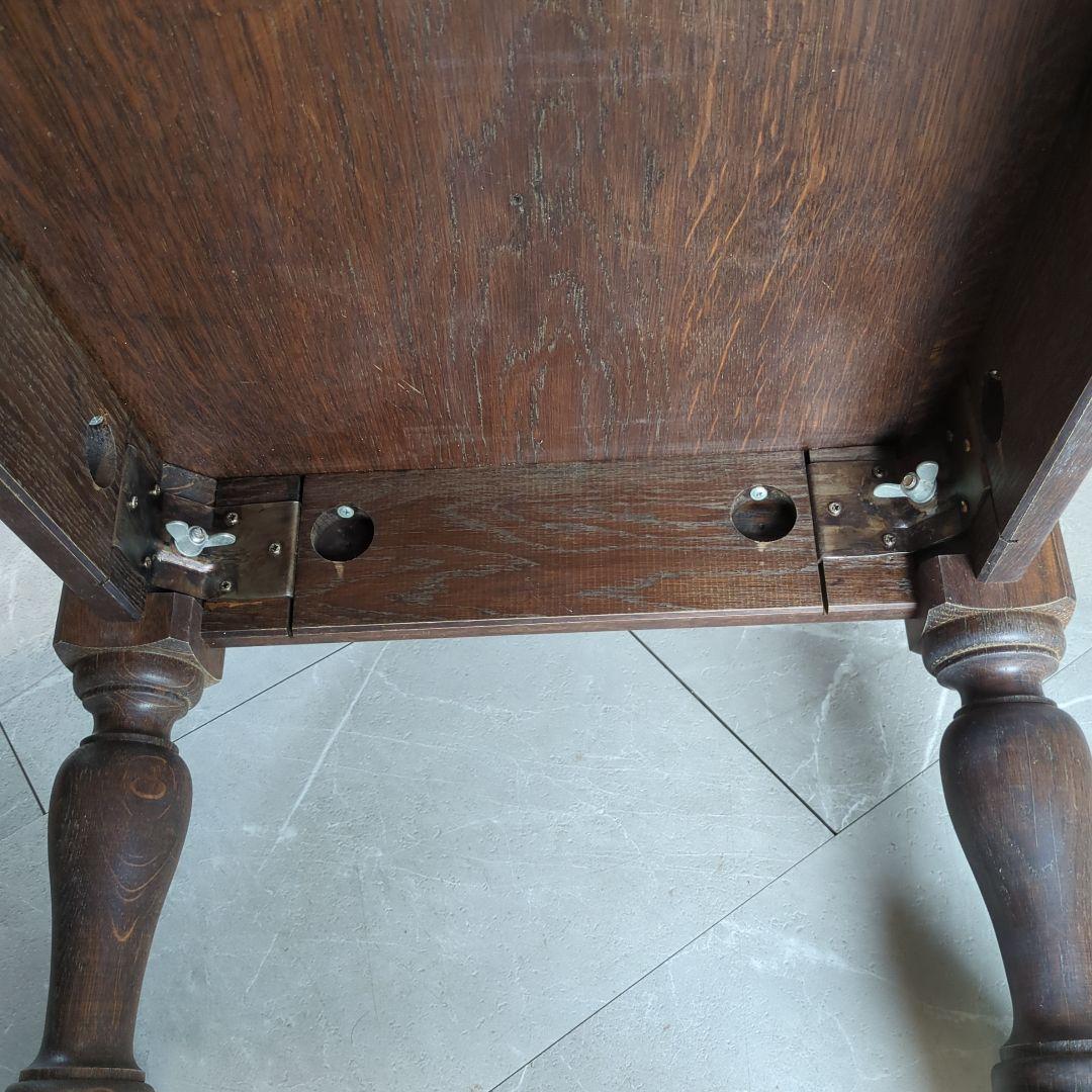 アンティークフランスダークブラウン楕円形木製座卓