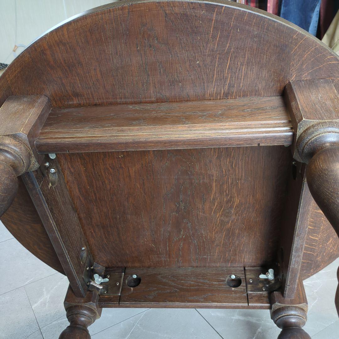 アンティークフランスダークブラウン楕円形木製座卓