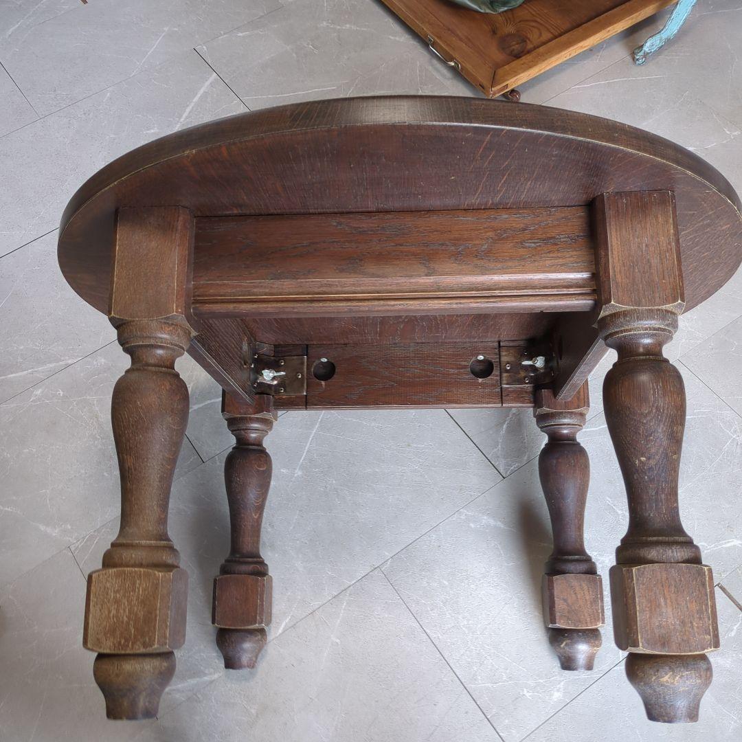 アンティークフランスダークブラウン楕円形木製座卓