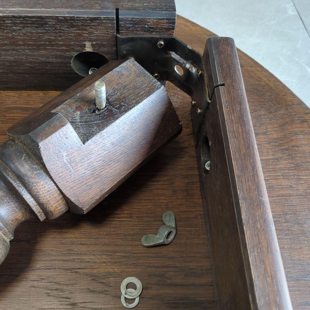 アンティークフランスダークブラウン楕円形木製座卓