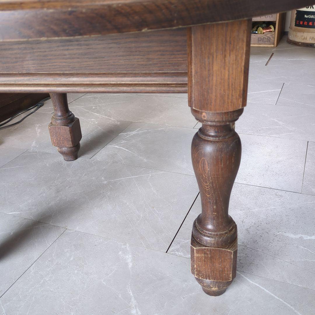 アンティークフランスダークブラウン楕円形木製座卓