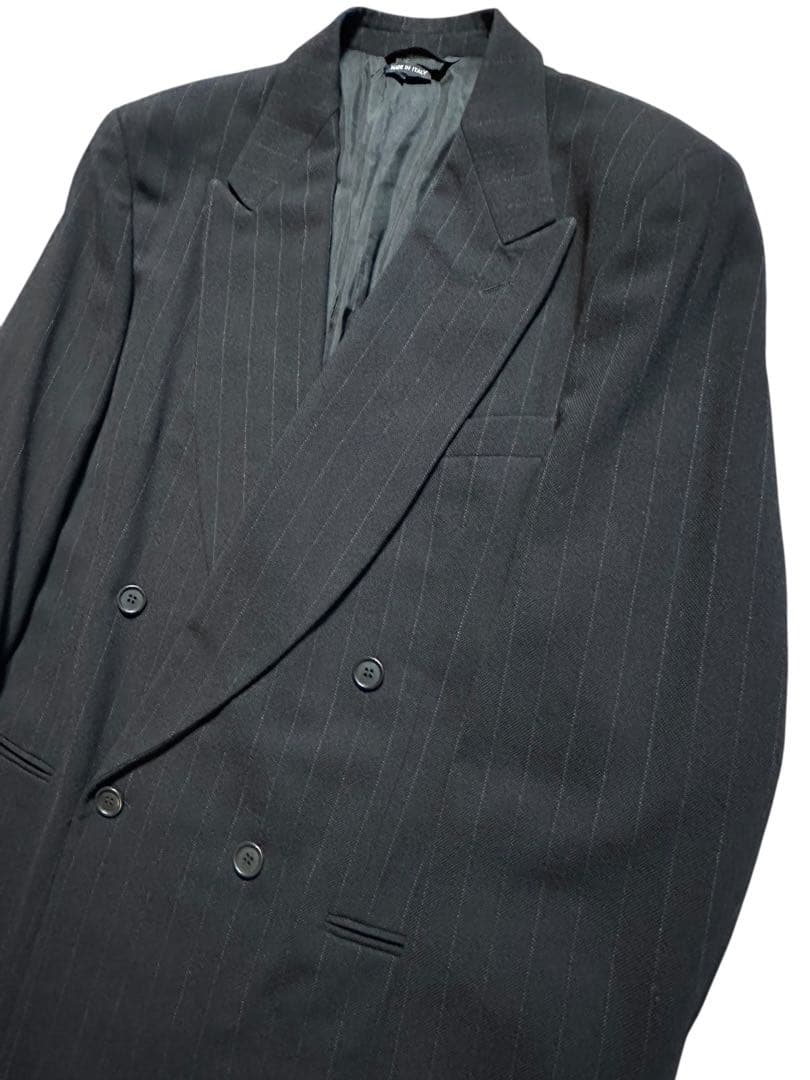 最高級 黒ラベル ジョルジオアルマーニ ダブルスーツ ネイビー ストライプ 50