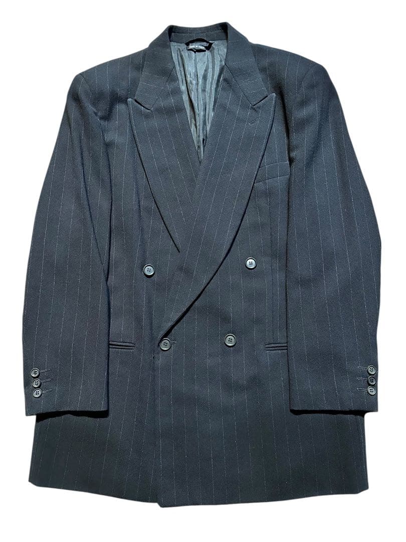 最高級 黒ラベル ジョルジオアルマーニ ダブルスーツ ネイビー ストライプ 50