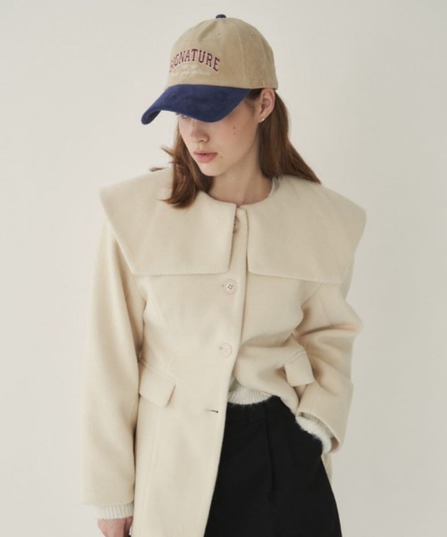 GIUNON ビッグカラーコート アイボリー