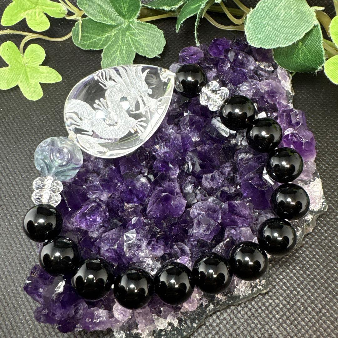 ＊泉澄＆まえまえ様＊水晶　龍神彫り　フローライト　回紋珠　モリオン