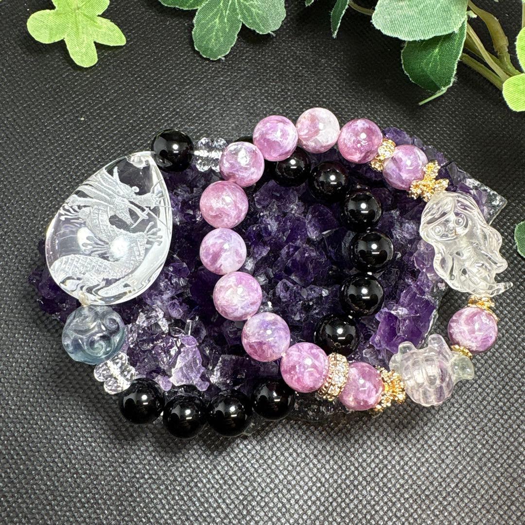 ＊泉澄＆まえまえ様＊水晶　龍神彫り　フローライト　回紋珠　モリオン