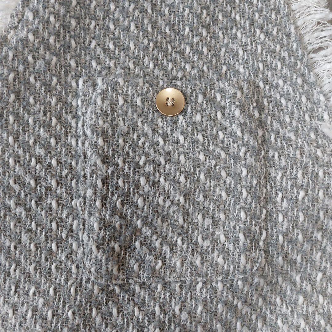 【未使用タグ付】Vin ヴァン ゴールドボタンツイードベスト フリンジ ヤマダヤ