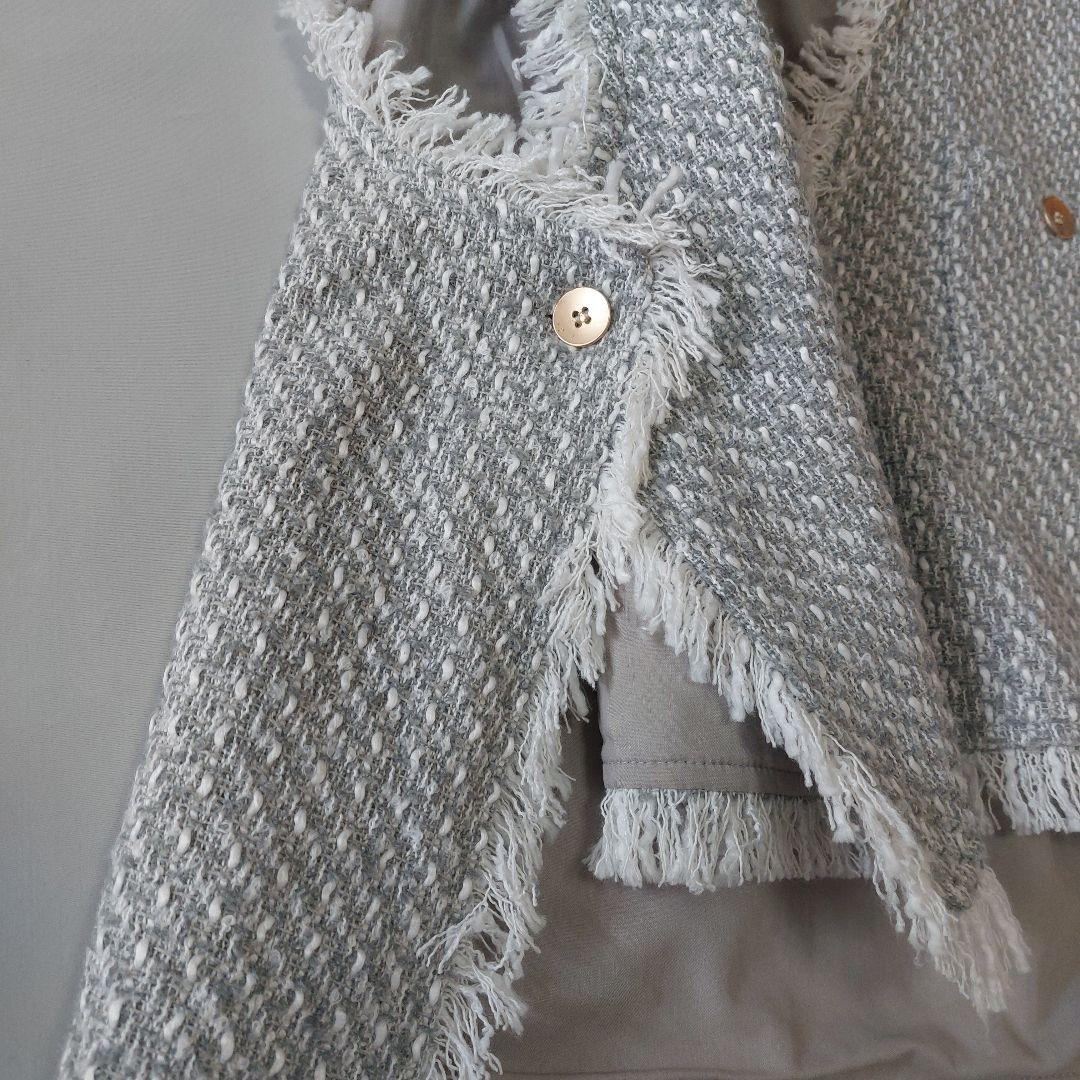 【未使用タグ付】Vin ヴァン ゴールドボタンツイードベスト フリンジ ヤマダヤ