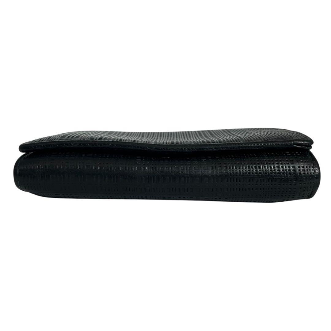 希少✨ロエベ 二つ折り財布 アナグラム リネン レザー ブラック ロゴ型押し