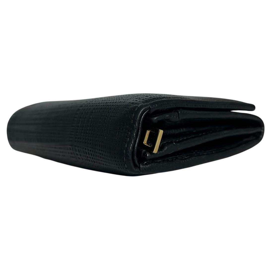 希少✨ロエベ 二つ折り財布 アナグラム リネン レザー ブラック ロゴ型押し