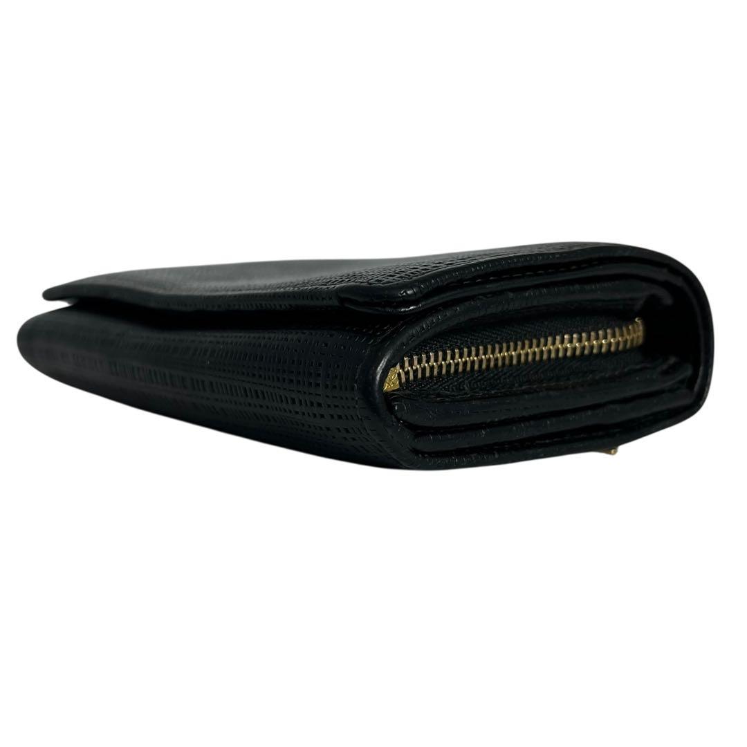 希少✨ロエベ 二つ折り財布 アナグラム リネン レザー ブラック ロゴ型押し