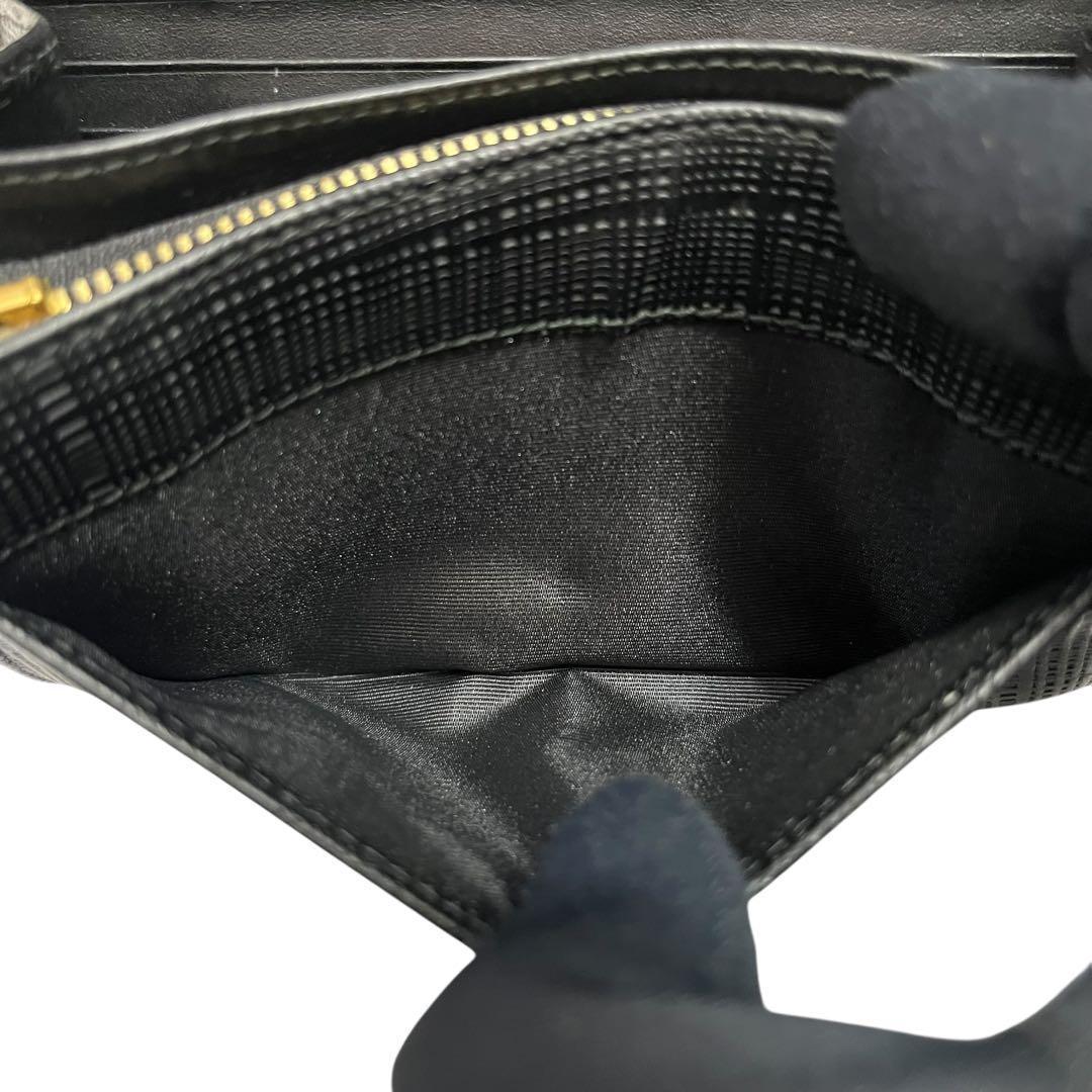 希少✨ロエベ 二つ折り財布 アナグラム リネン レザー ブラック ロゴ型押し