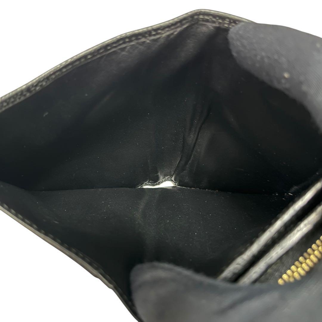 希少✨ロエベ 二つ折り財布 アナグラム リネン レザー ブラック ロゴ型押し