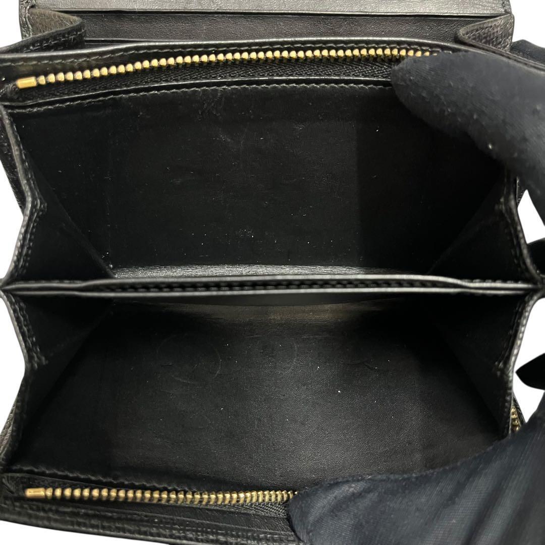 希少✨ロエベ 二つ折り財布 アナグラム リネン レザー ブラック ロゴ型押し