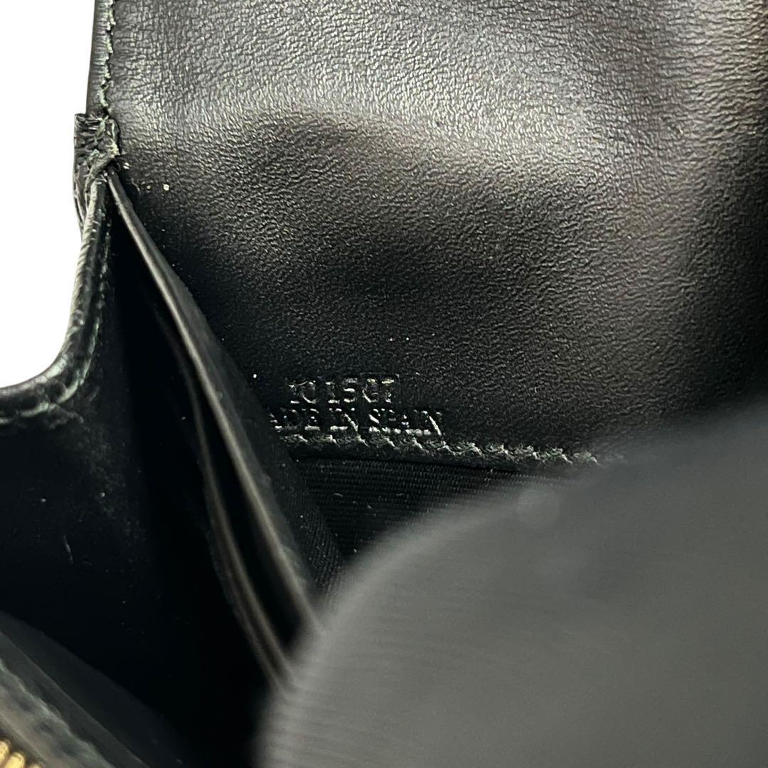 希少✨ロエベ 二つ折り財布 アナグラム リネン レザー ブラック ロゴ型押し