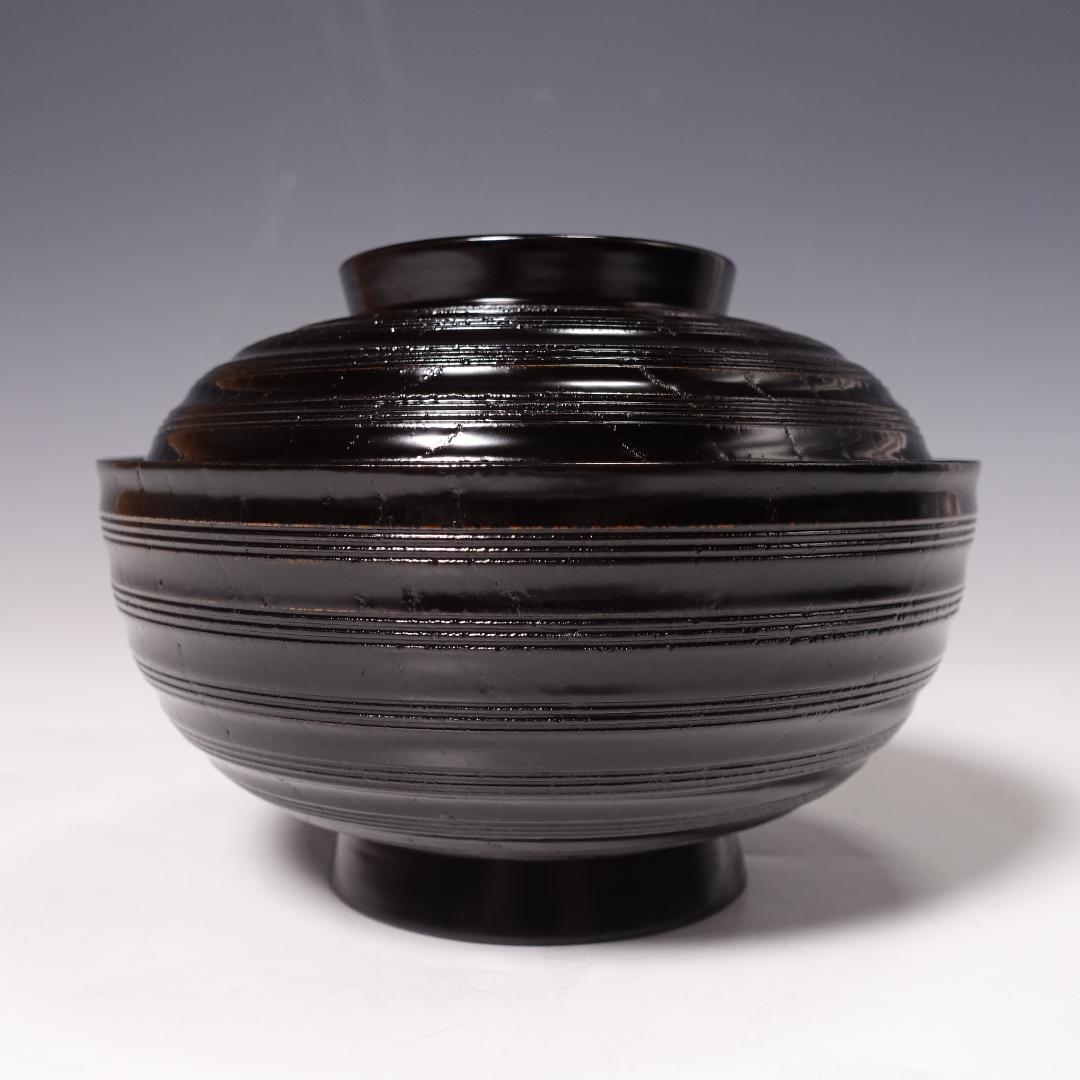 輪島塗師 堀川蒼雲 黒塗 糸目 見返七宝蒔絵 煮物椀 10客 共箱 天然木製