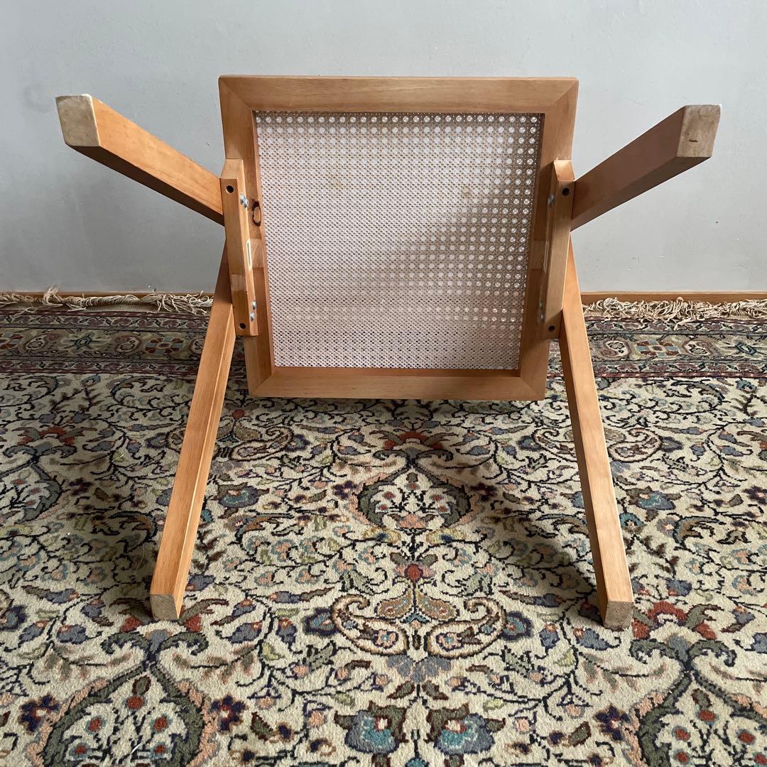 ピエールジャンヌレ　リプロダクト　木製アームチェア ラタン編み　天然木