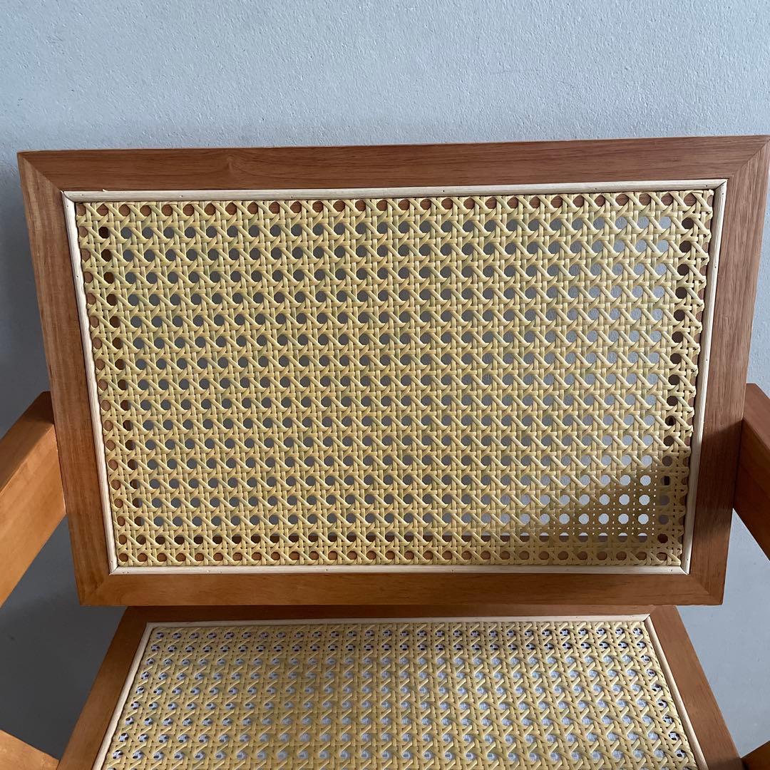 ピエールジャンヌレ　リプロダクト　木製アームチェア ラタン編み　天然木