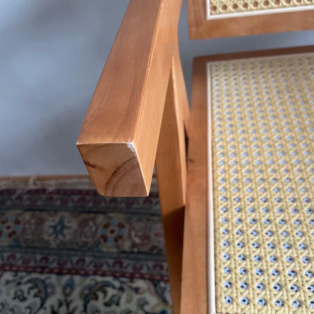 ピエールジャンヌレ　リプロダクト　木製アームチェア ラタン編み　天然木