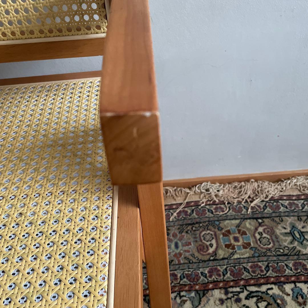 ピエールジャンヌレ　リプロダクト　木製アームチェア ラタン編み　天然木