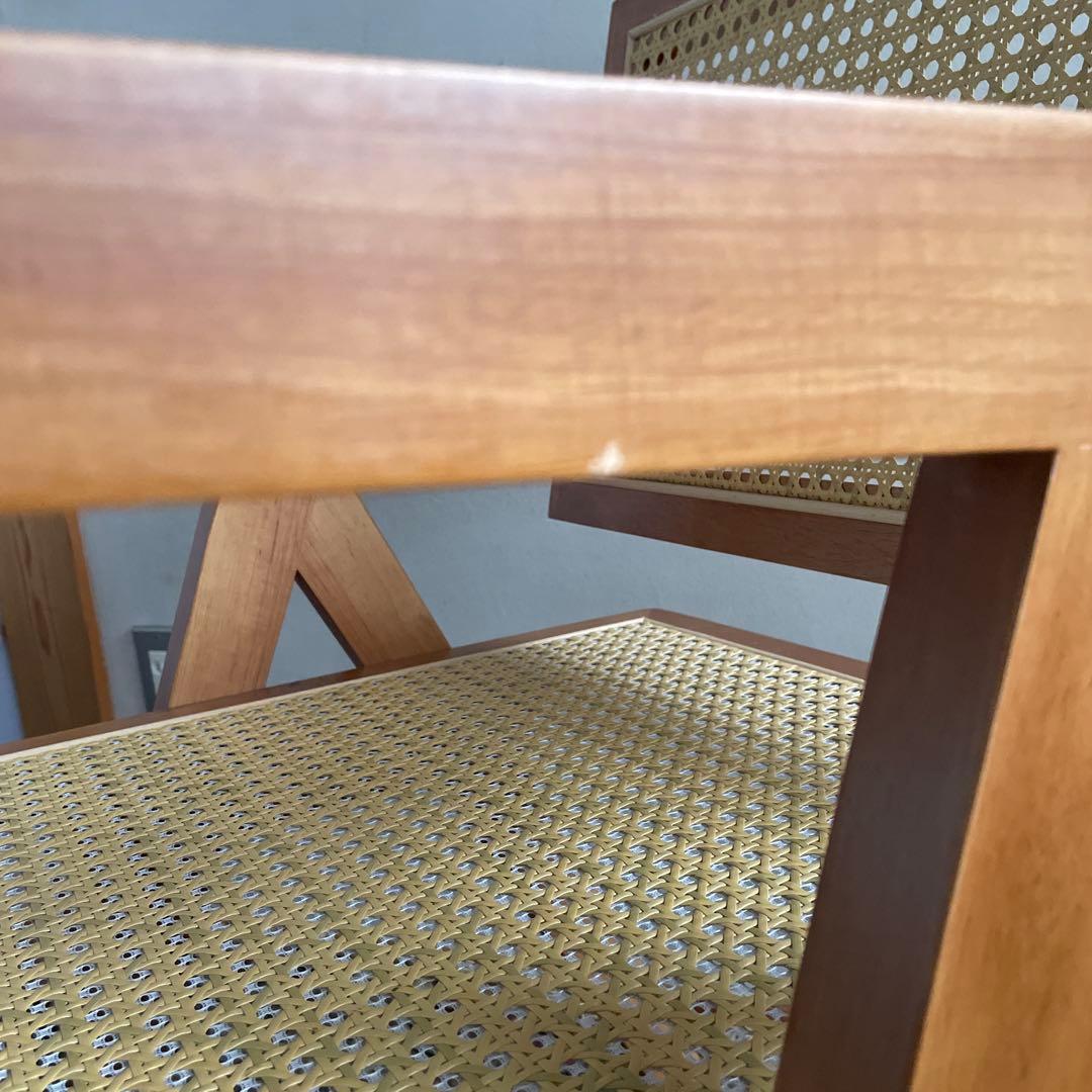 ピエールジャンヌレ　リプロダクト　木製アームチェア ラタン編み　天然木