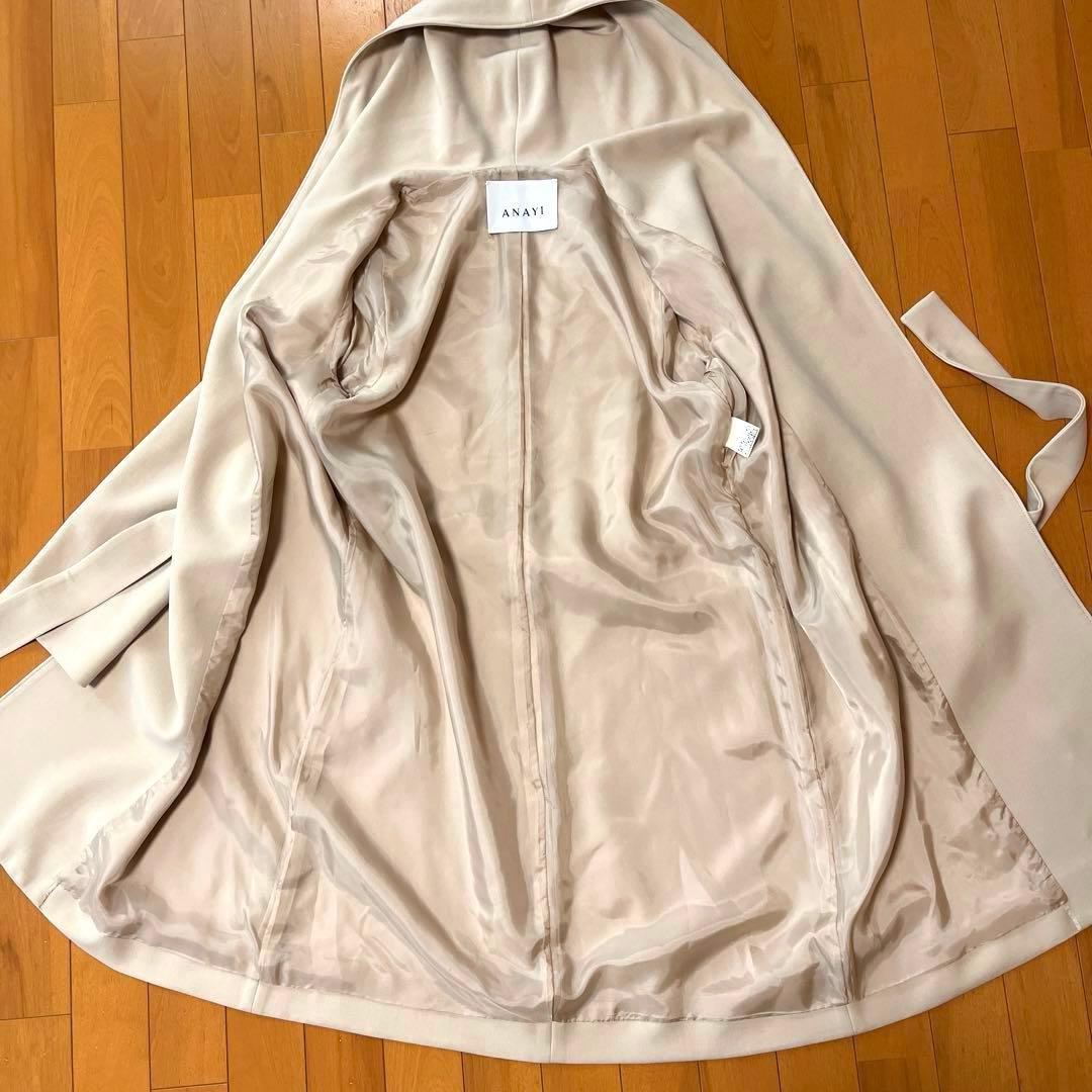 美品♡ANAYIダブルクロス フード コート リボン ベルト ロング ガウン