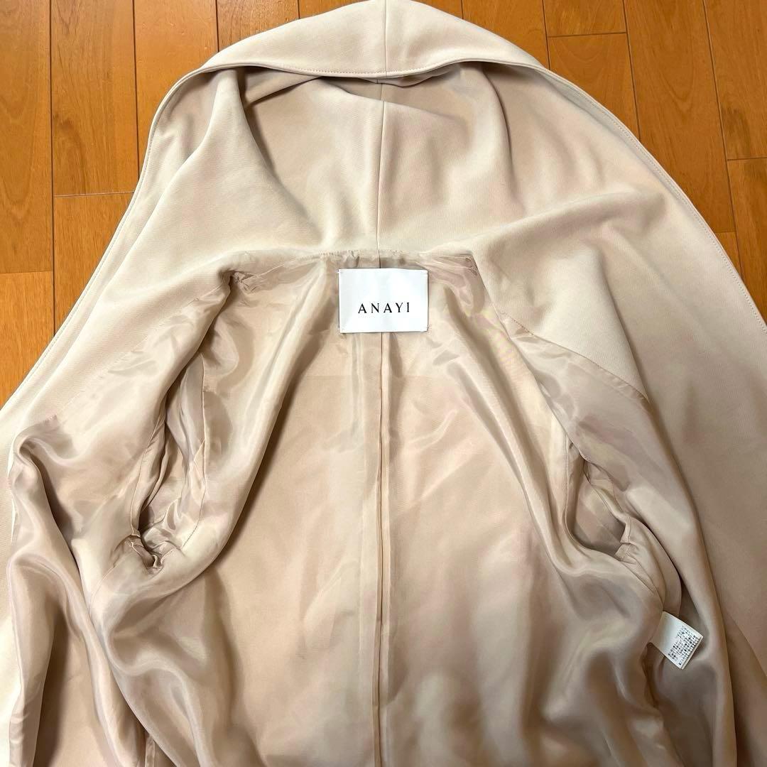 美品♡ANAYIダブルクロス フード コート リボン ベルト ロング ガウン