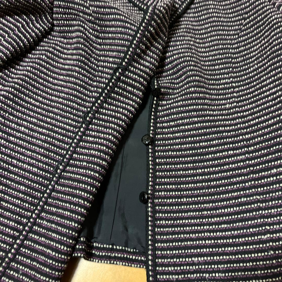 Leilian ネイビー/ホワイト ストライプ テーラードジャケット