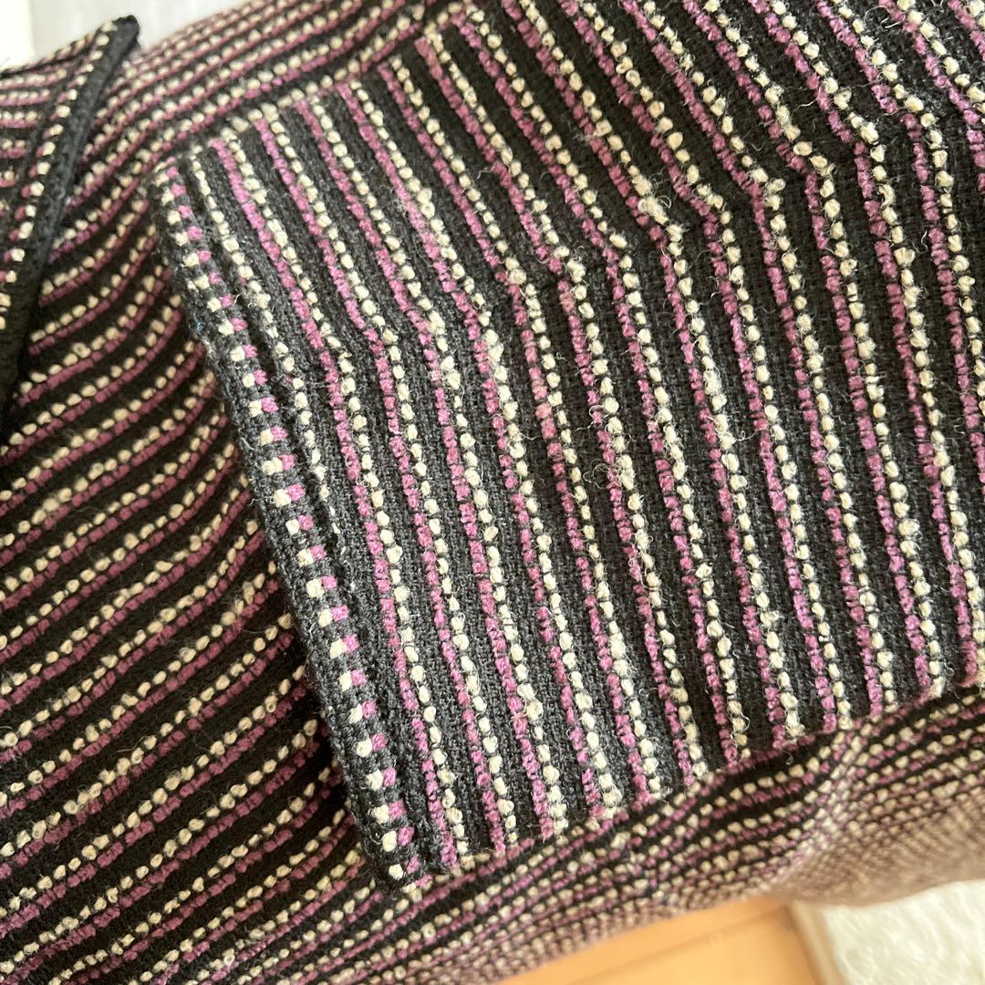 Leilian ネイビー/ホワイト ストライプ テーラードジャケット