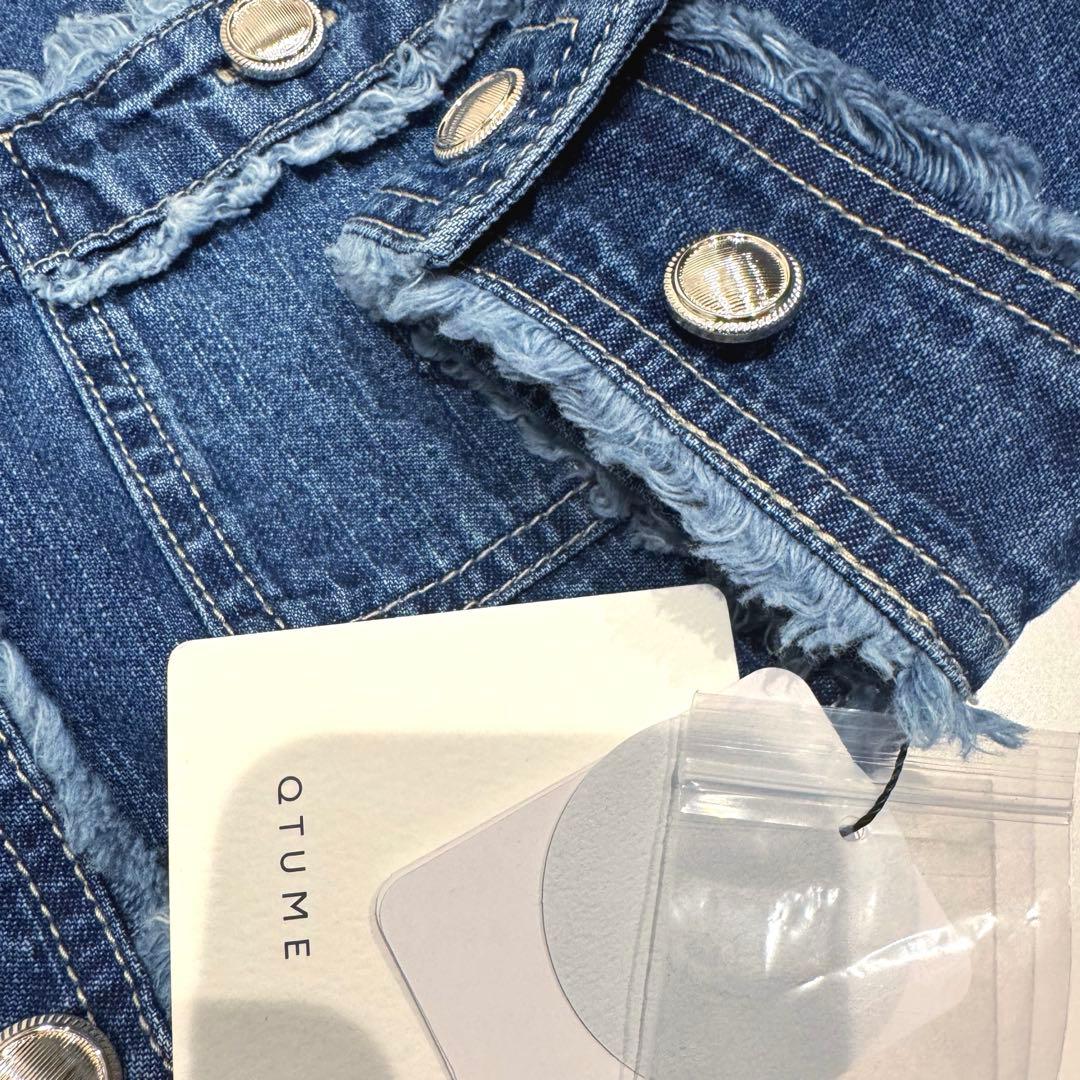 【新品】QTUME クチューム　ダークブルーデニム クロップドジャケット