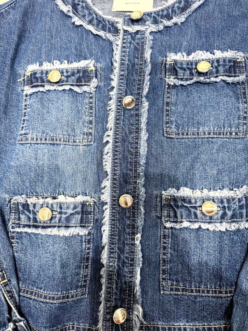 【新品】QTUME クチューム　ダークブルーデニム クロップドジャケット