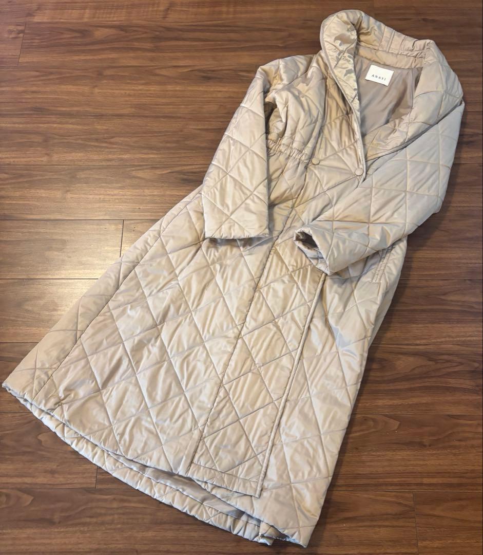 アナイ　キルティング　ショール　カラー　コート　ベージュ　38 サイズ