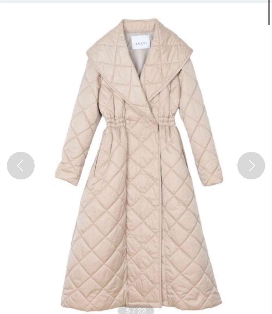 アナイ　キルティング　ショール　カラー　コート　ベージュ　38 サイズ