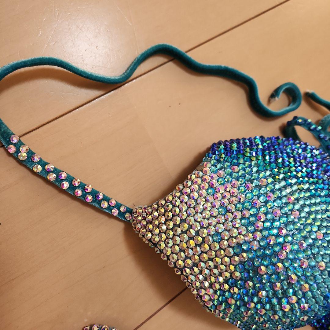 コンテスト用ビキニ　jbbf 青色系 アクセサリー付