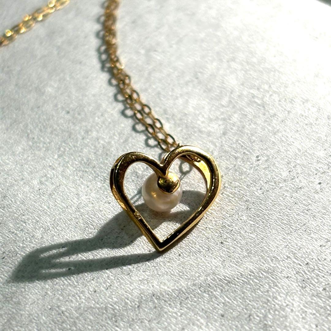 18金 K18 ゴールド ネックレス ハート パール プレゼント ジュエリー