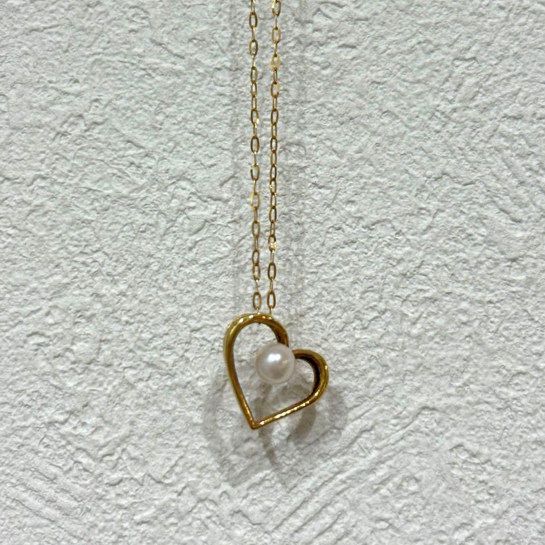18金 K18 ゴールド ネックレス ハート パール プレゼント ジュエリー