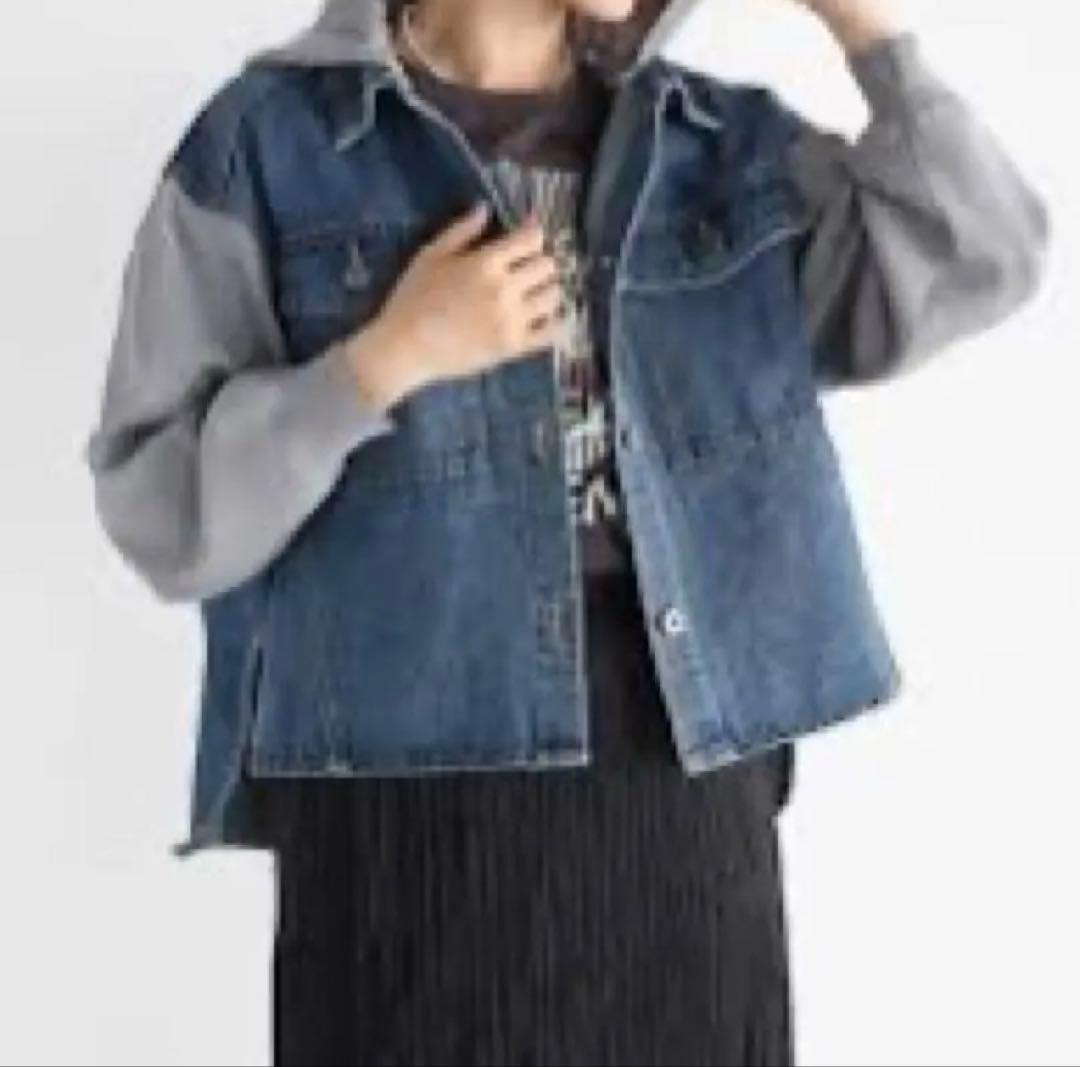 新品未使用タグ付き　定価22000円　Vin ニットドッキングデニムジャケット