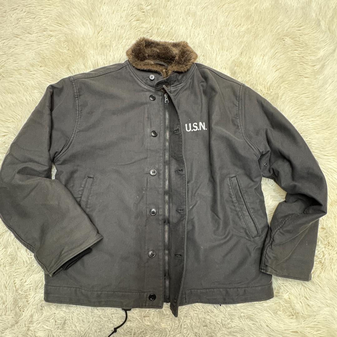 HOUSTON ヒューストン デッキジャケット　N1　黒　IDEALジップ　XL