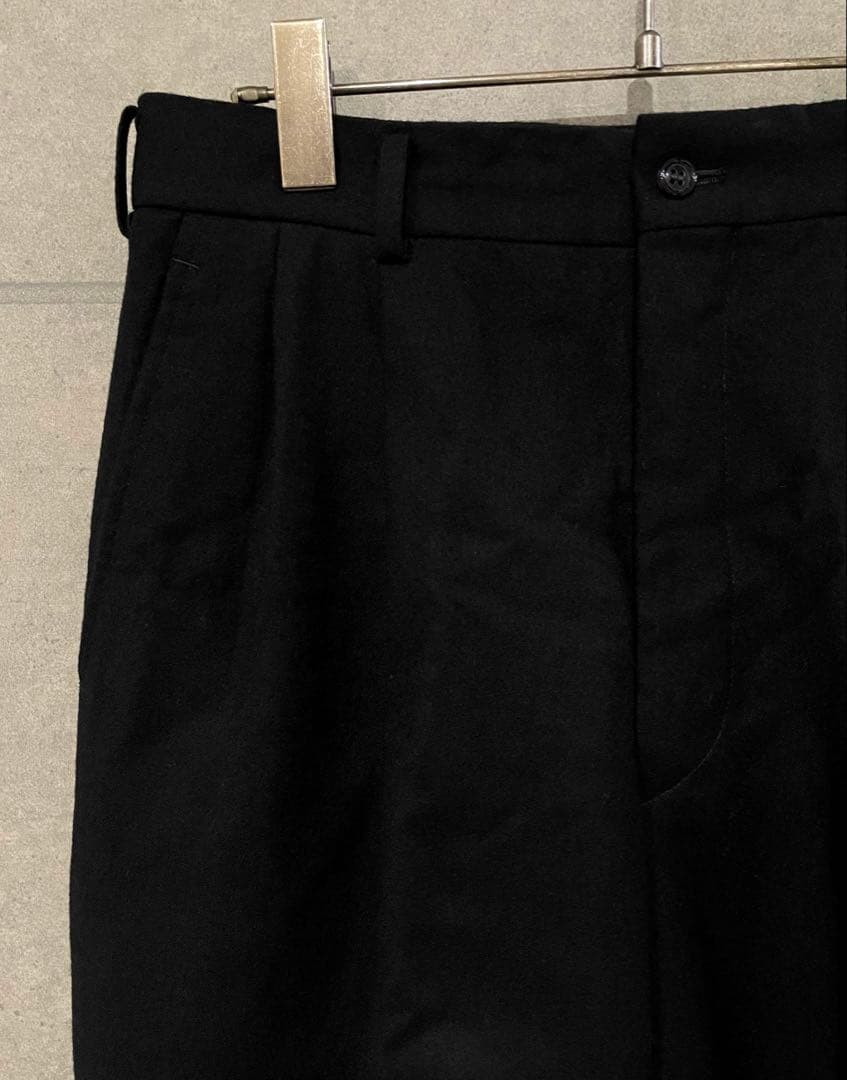 初期 コムデギャルソン オム 生地厚 ウール ツータック スラックス パンツ 黒