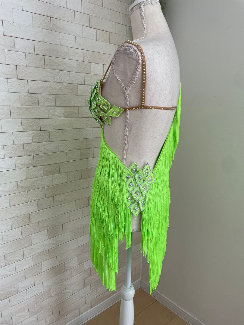 社交ダンス　ドレス⭐️ラテンドレス⭐️ネオンライムグリーンー　フリンジドレス