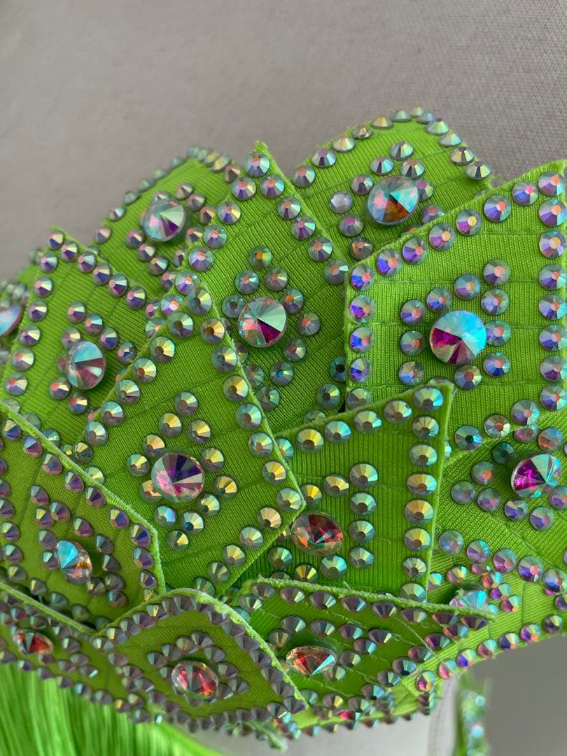 社交ダンス　ドレス⭐️ラテンドレス⭐️ネオンライムグリーンー　フリンジドレス