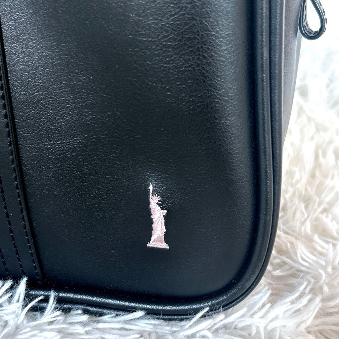 極美品！EASTBOY イーストボーイ スクールバッグ 刺繍ロゴ 合皮 ブラック