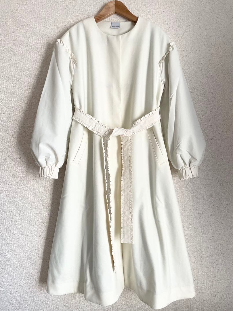 美品♡メゾンエシェル パフスリーブ中綿コート オフホワイト