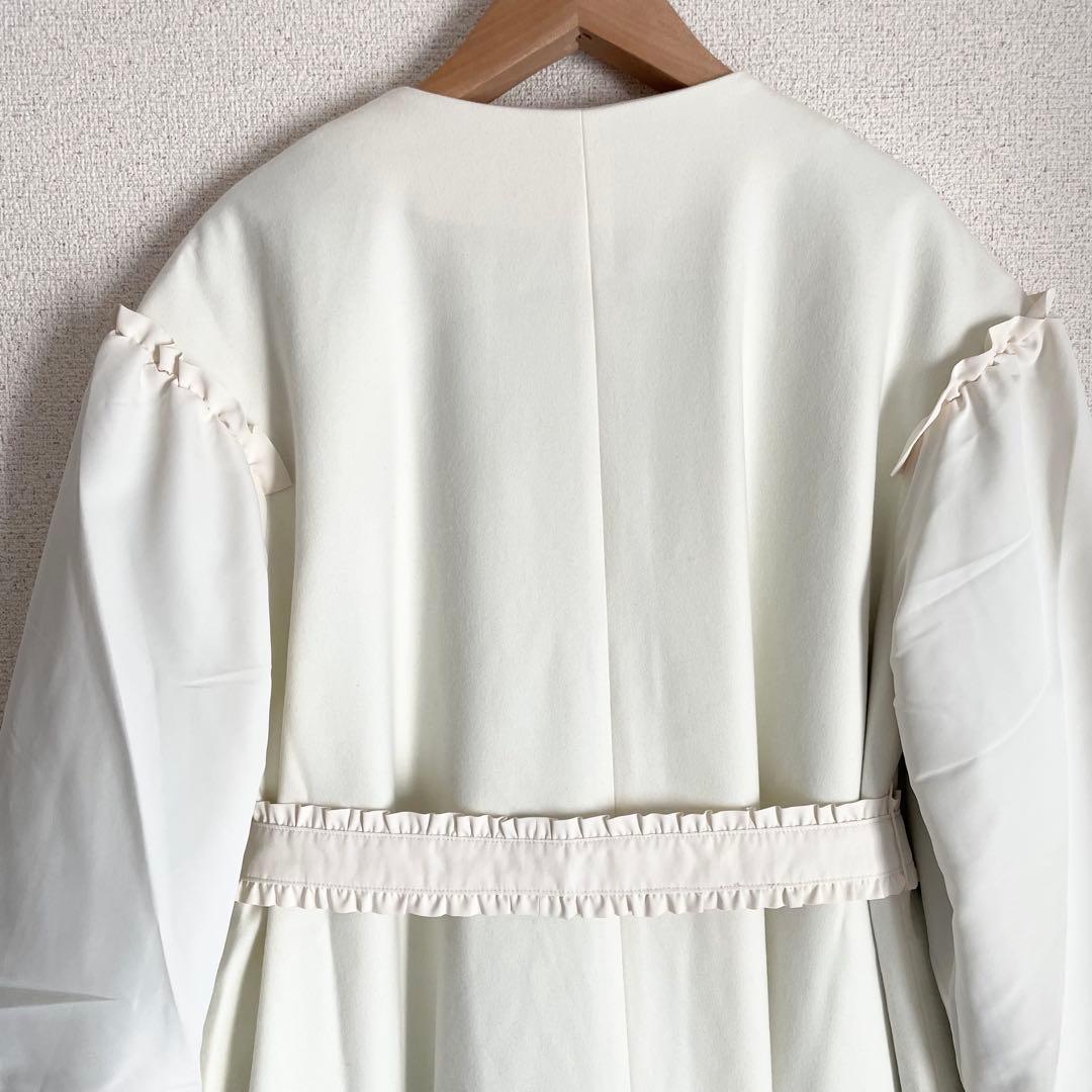 美品♡メゾンエシェル パフスリーブ中綿コート オフホワイト