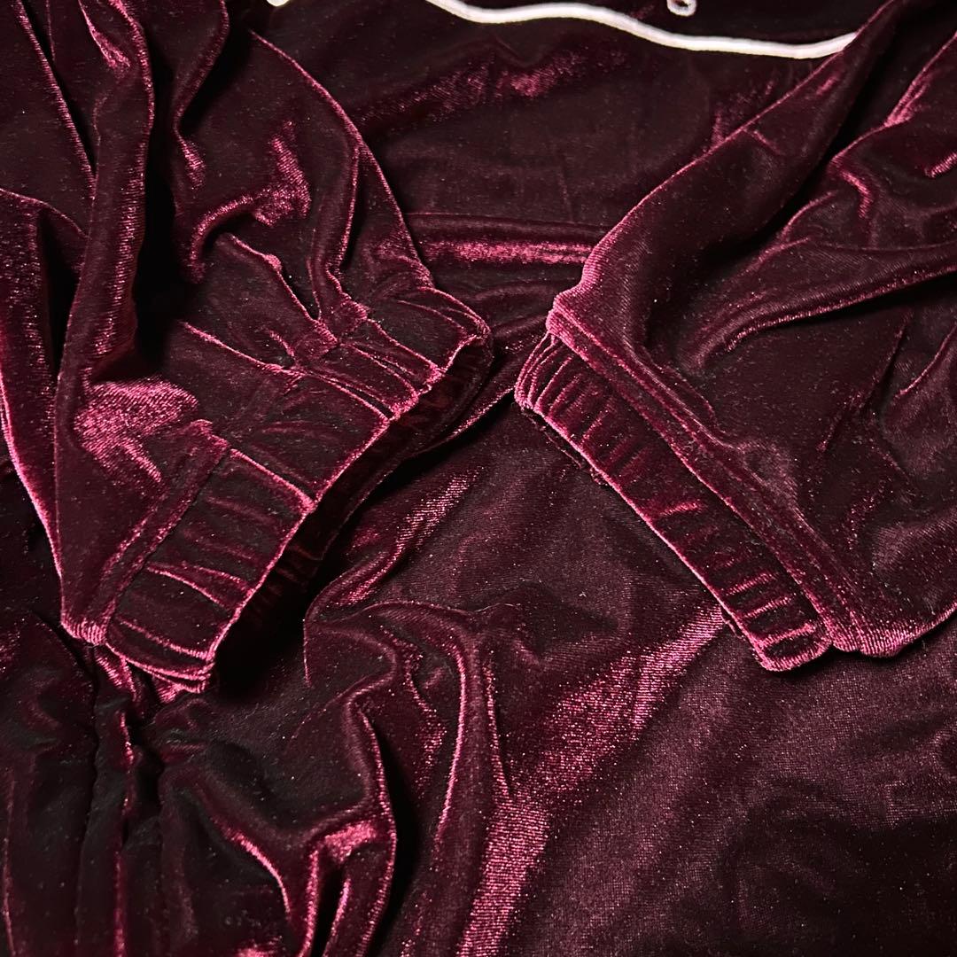 美品 GALFY ガルフィー ベロア セットアップ ジャージ レッド ボルドー