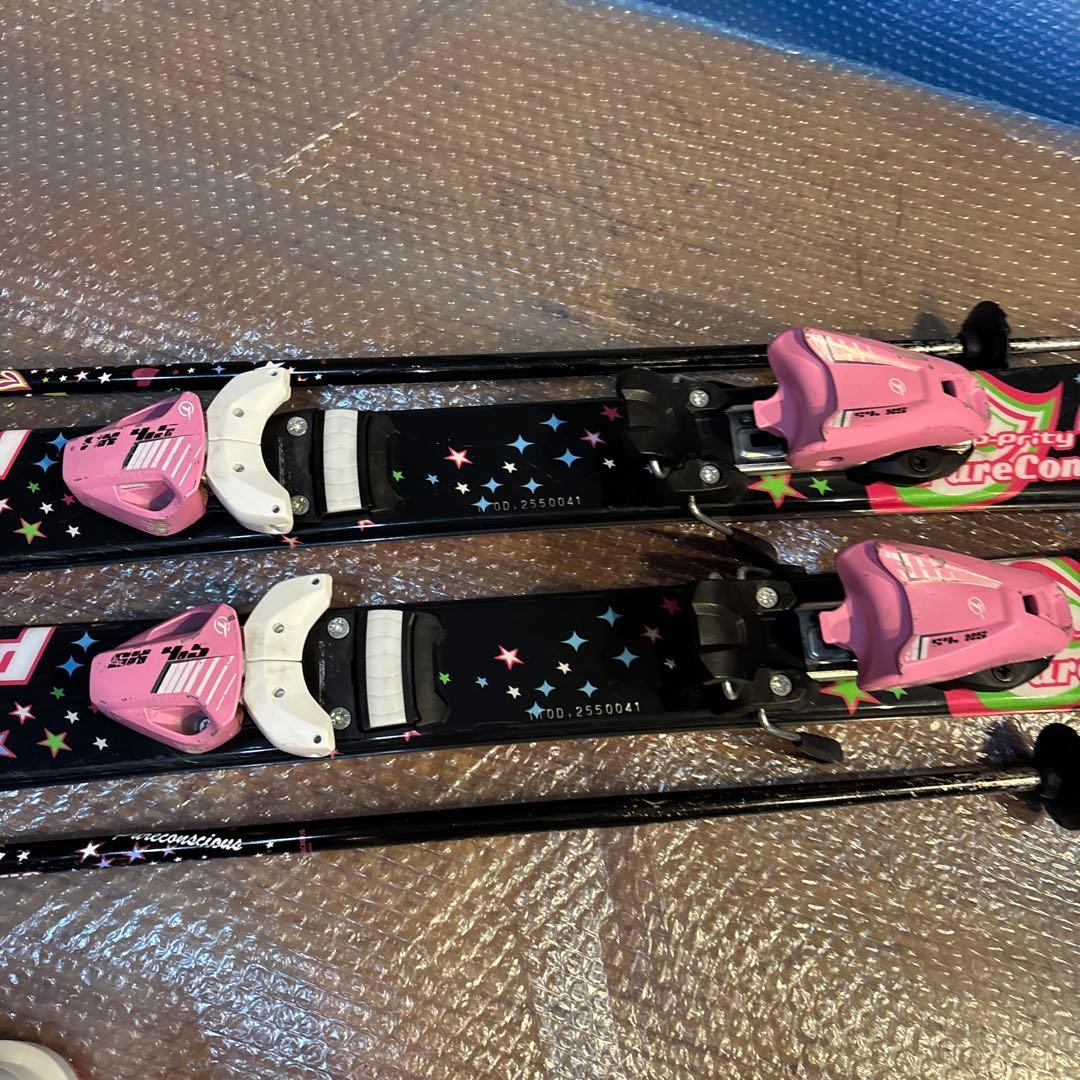 女の子　ジュニアスキーセット　ピュアコンシャス 110cm20cm ストック付
