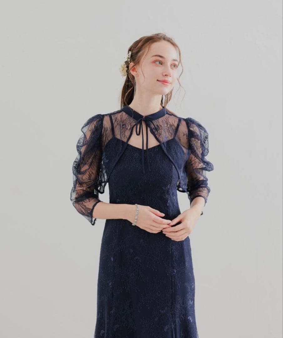 ★新品★ドリードール　ボレロレイヤーレースドレ　ネイビー　M