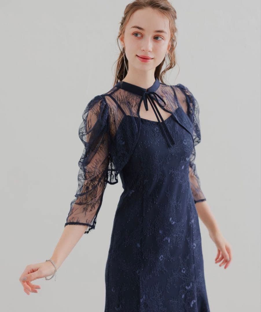 ★新品★ドリードール　ボレロレイヤーレースドレ　ネイビー　M