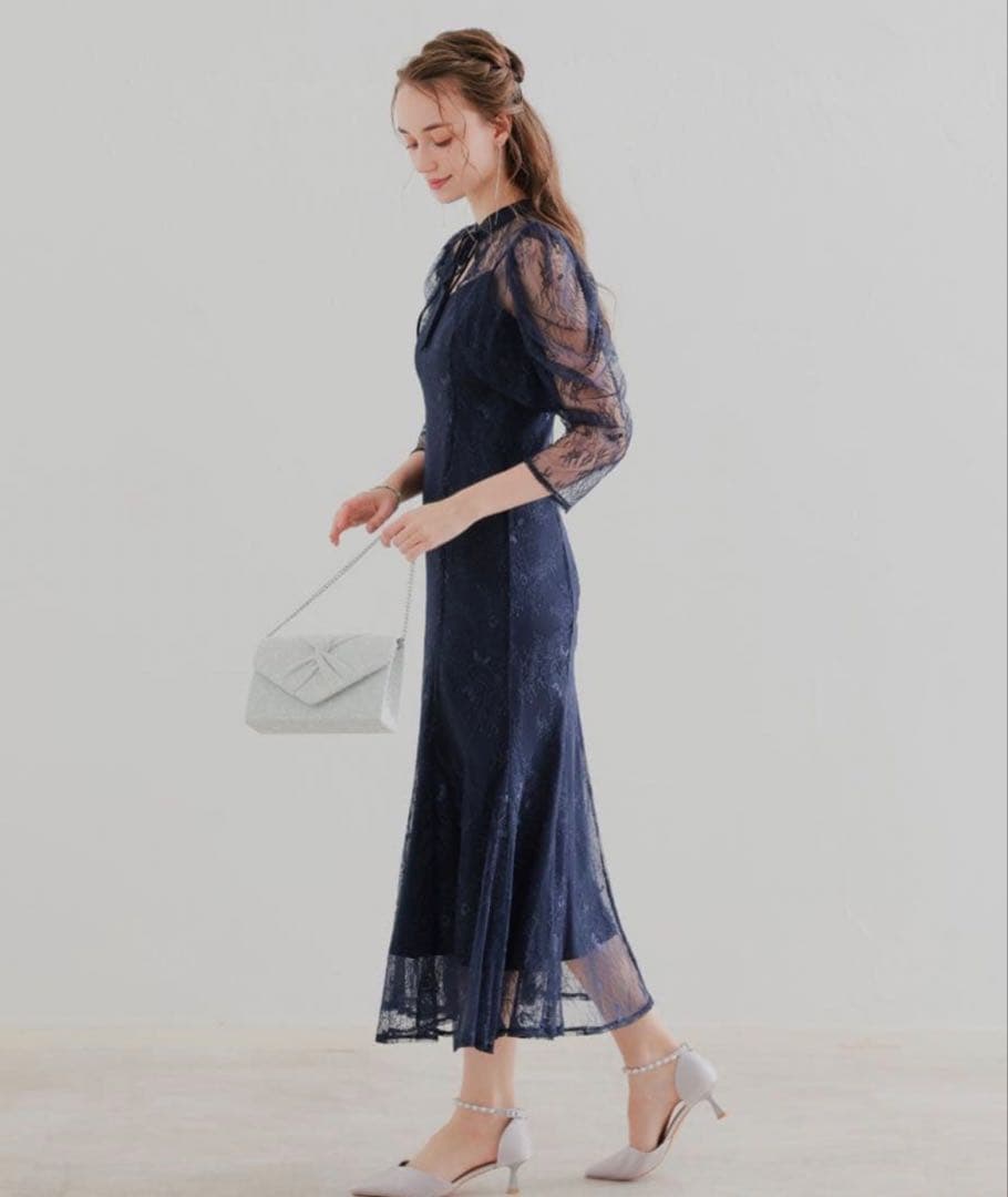 ★新品★ドリードール　ボレロレイヤーレースドレ　ネイビー　M